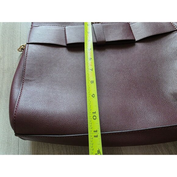 Nine West Mireya Satchel Burgundy Handbag With Bow Detail & Chain Strap - Picture 10 of 11